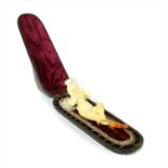An erotic meerschaum combined cheroot holder and pipe,