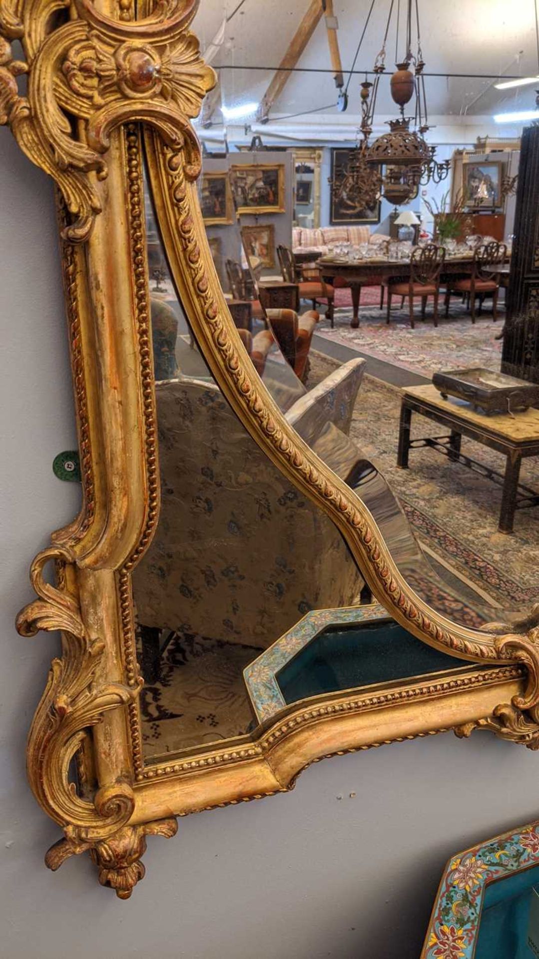 A large giltwood and gesso overmantel mirror, - Bild 8 aus 10