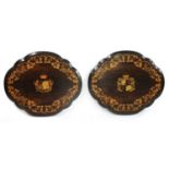 A pair of fine Victorian rosewood and marquetry inlaid tabletops,