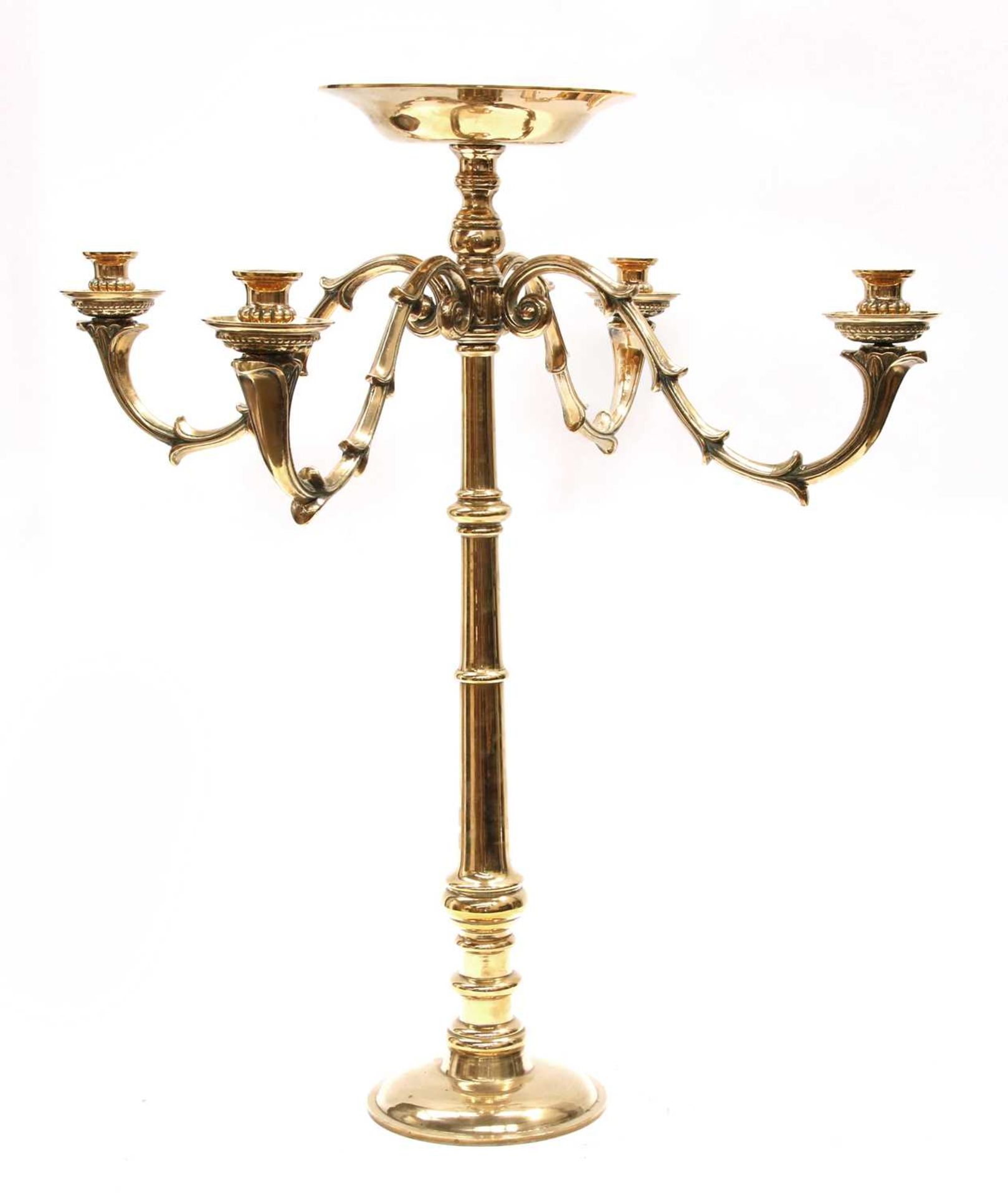 A brass four-branch candelabrum, - Bild 2 aus 2