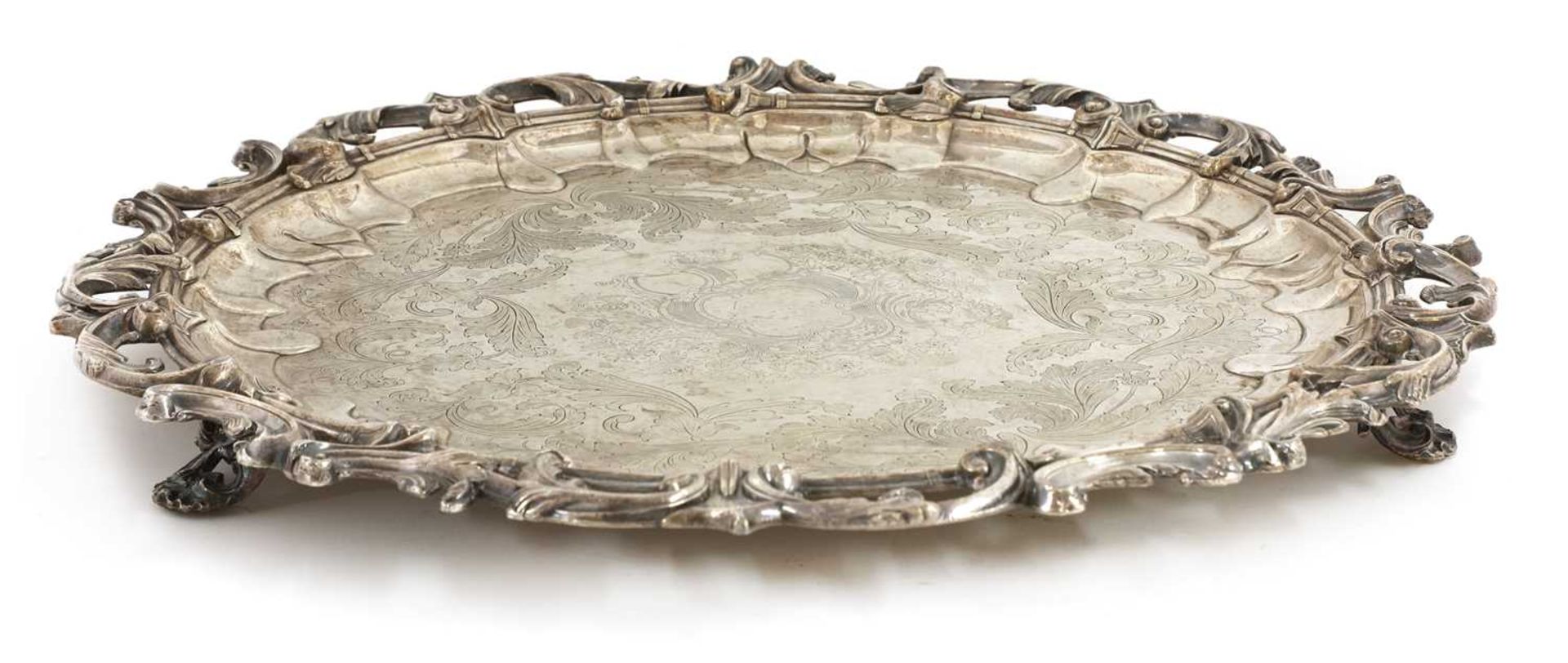 A large silver-plated circular tray, - Image 3 of 3