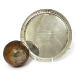 A Victorian silver-mounted cricket ball,