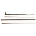 A patent compass walking stick and three stick shafts,