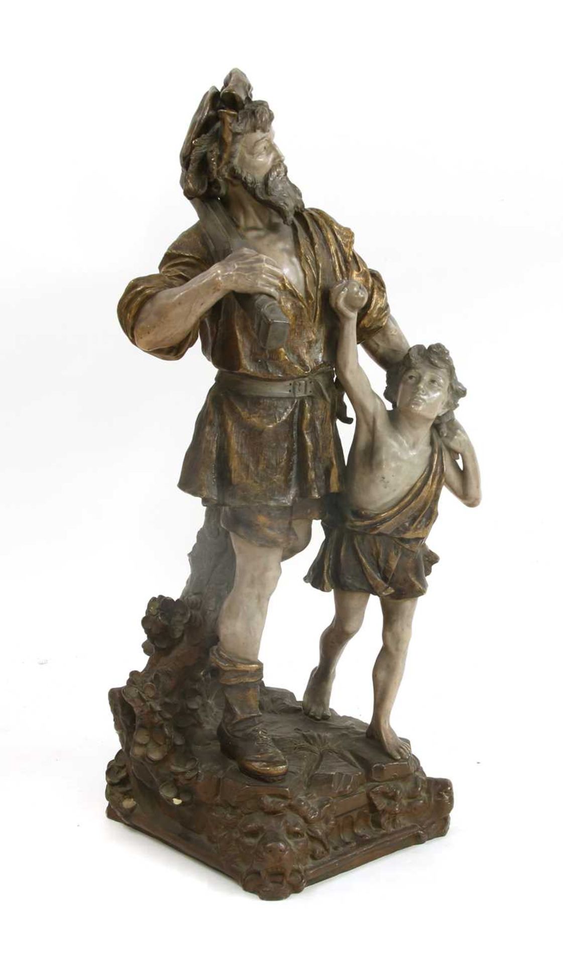 A large terracotta group of William Tell and his son, who is holding up an apple, - Image 2 of 3