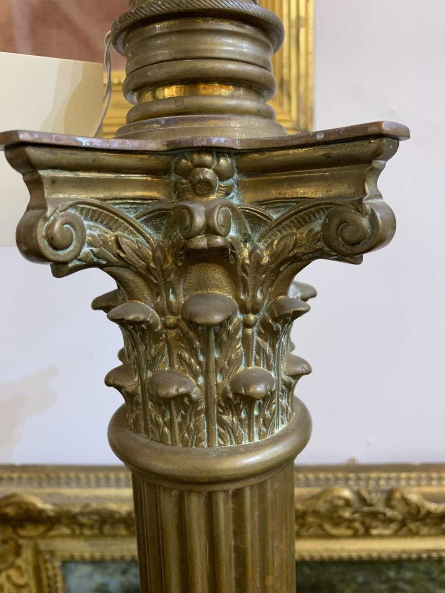 A near pair of brass Corinthian column standard lamps, - Image 33 of 34