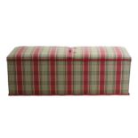 A tartan upholstered blanket and storage box,