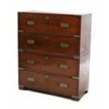 A hardwood campaign chest,