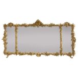 A Continental giltwood framed triple mirror