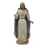 A carved and polychrome painted figure of the Virgin Mary,