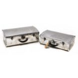 Two graduated polished aluminium suitcases