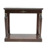 A French Empire Egyptian Revival mahogany and marble-topped console table