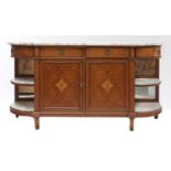 A French satinwood and marquetry side cabinet,