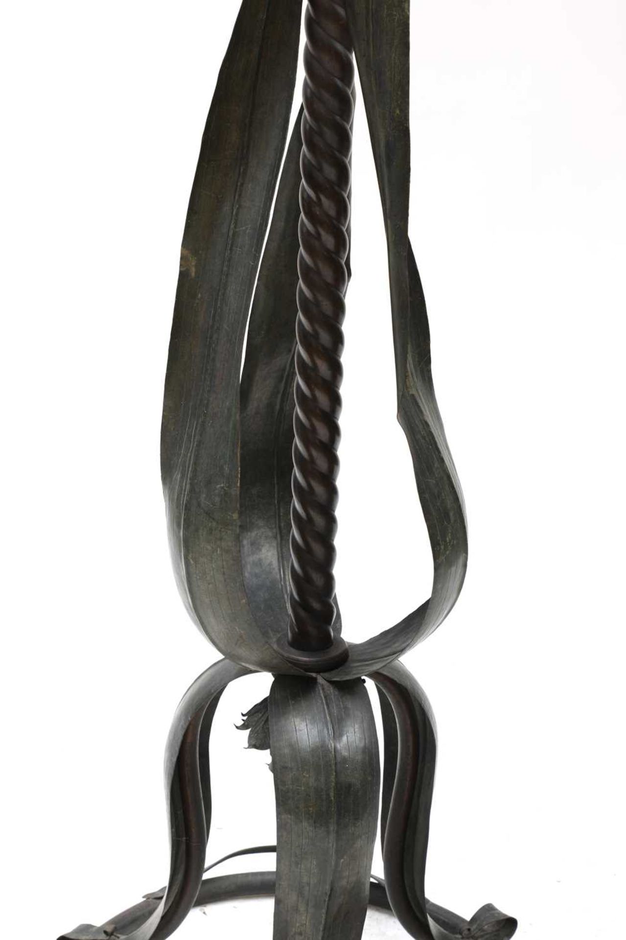 A French Art Nouveau patinated metal standing lamp, - Image 4 of 4