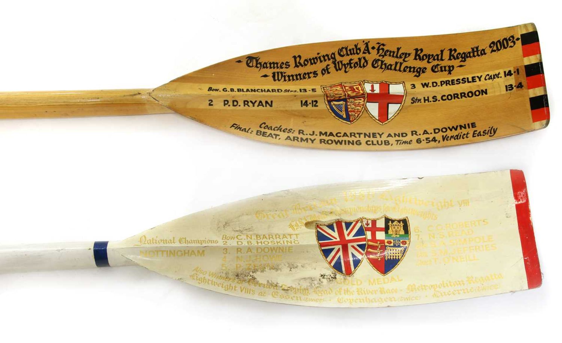 Rowing memorabilia belonging to Robert A Downie,