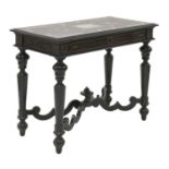 A North Italian ivory inlaid ebony and ebonised centre table,