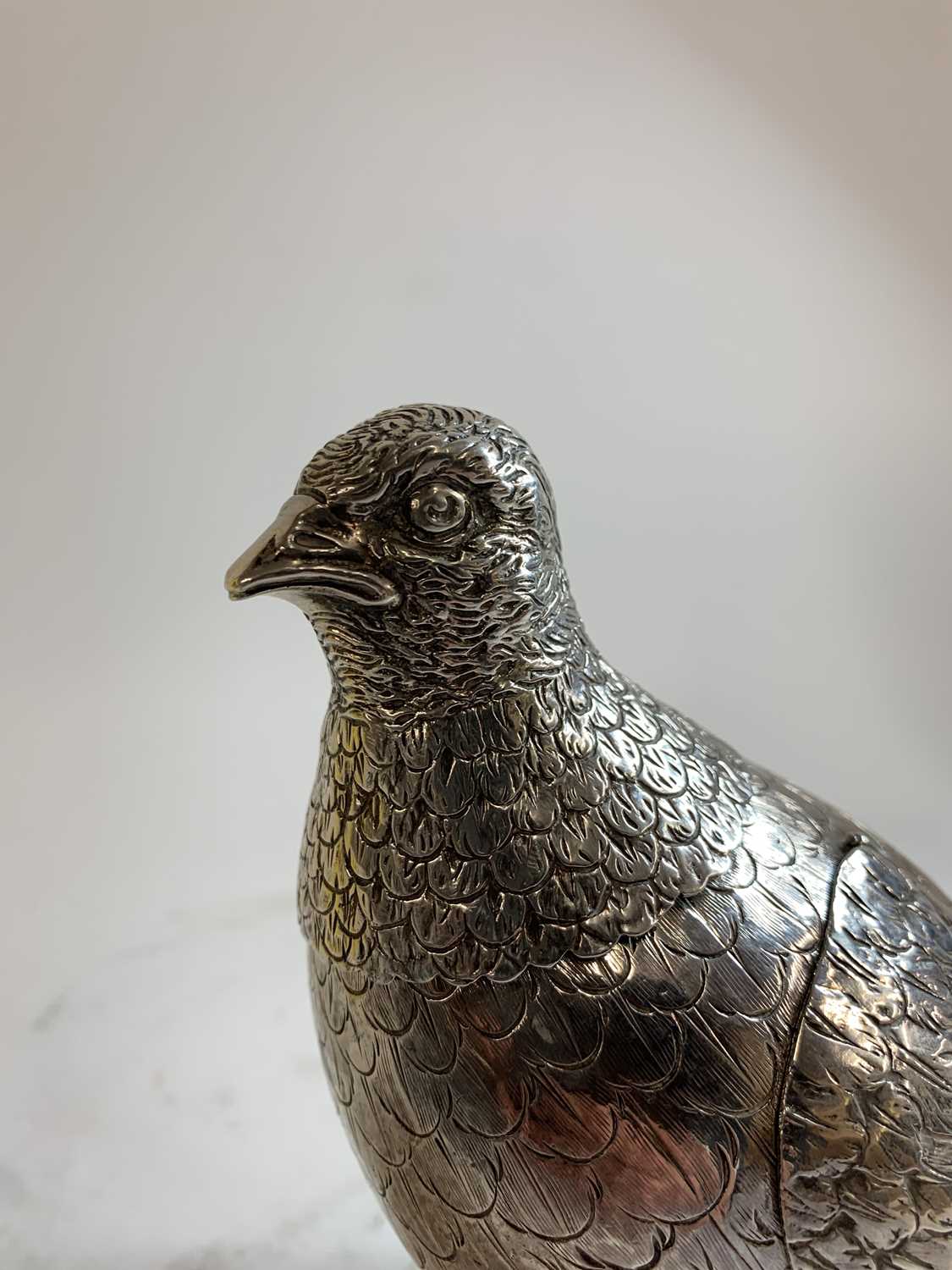 A large silver model of a partridge, - Image 7 of 17