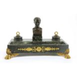 A French Empire-style marble and ormolu desk stand,