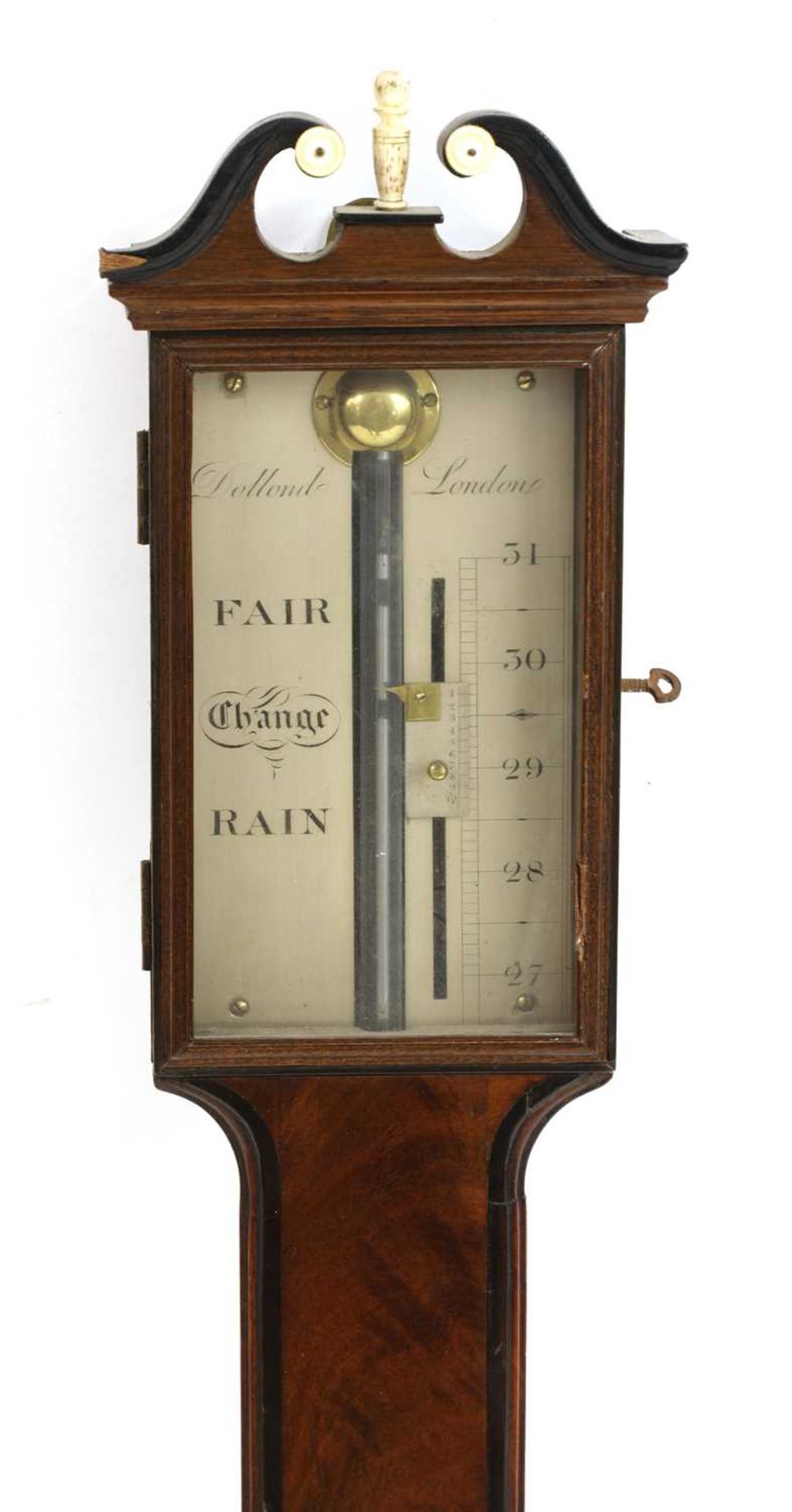 A George III mahogany stick barometer, - Bild 2 aus 4