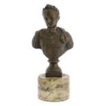 A miniature French bronze bust of Nero,