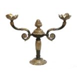 A near pair of bronze and gilt bronze two light wall lights,