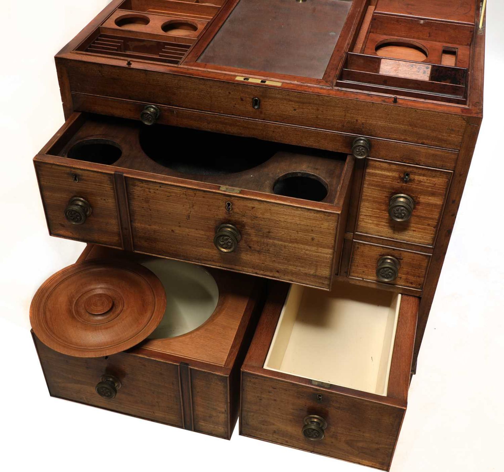 A mahogany campaign-type dressing chest, - Image 6 of 8