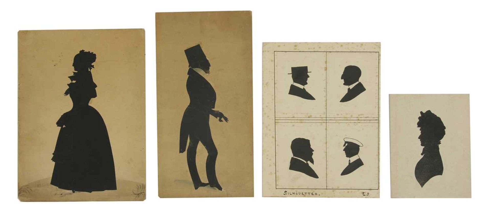 A portfolio of silhouettes and hand tinted engravings of Victorian fashion - Image 3 of 5