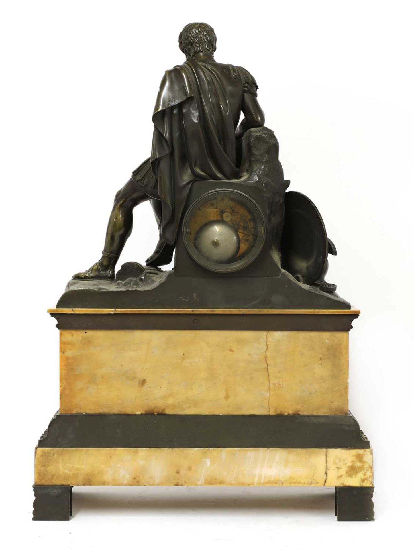 A Charles X Sienna marble and bronze clock garniture, - Image 2 of 9