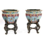 A pair of Chinese cloisonné planters,
