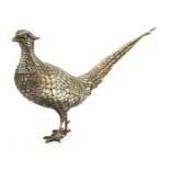 A large Continental silver model of a cock pheasant,