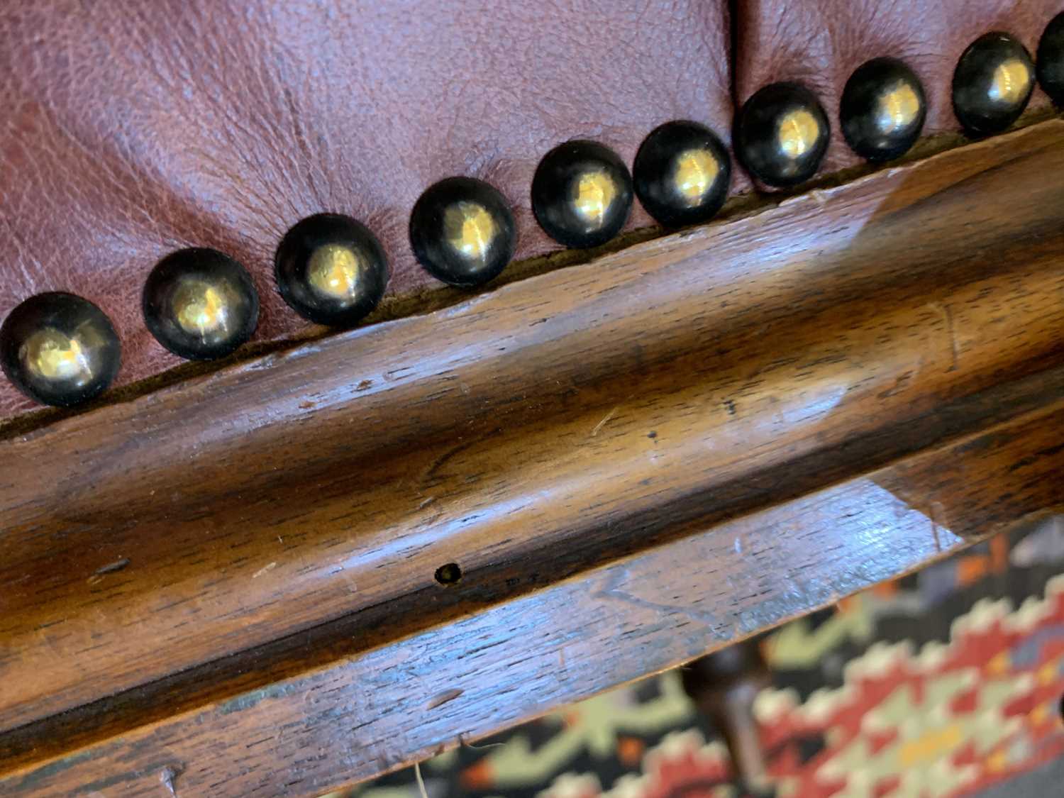 A long buttoned leather upholstered stool, - Image 4 of 6