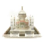 A carved and painted alabaster model of the Taj Mahal,