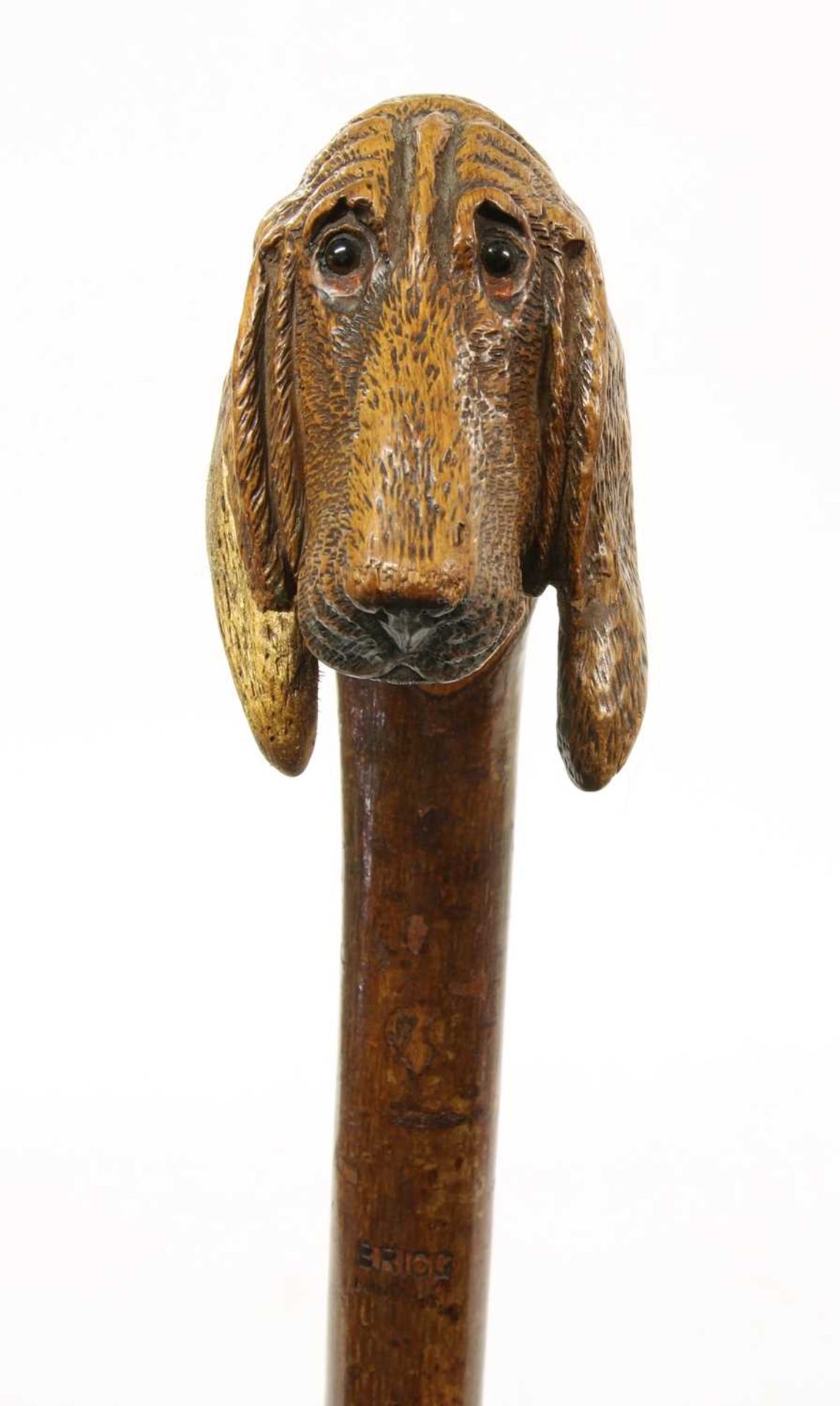 A Brigg carved bloodhound walking stick - Bild 2 aus 6