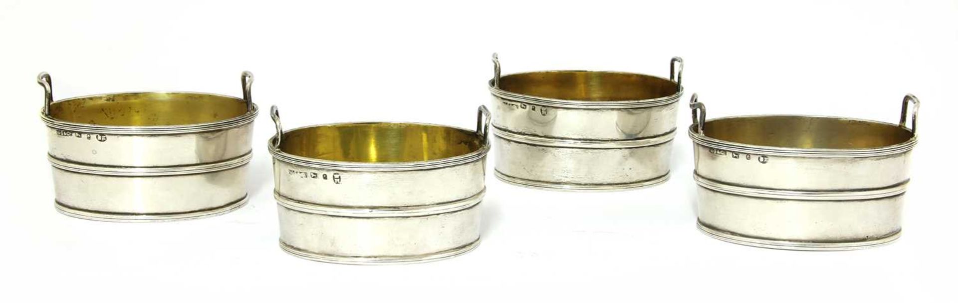 A set of four twin-handled George III silver salts, - Bild 2 aus 2