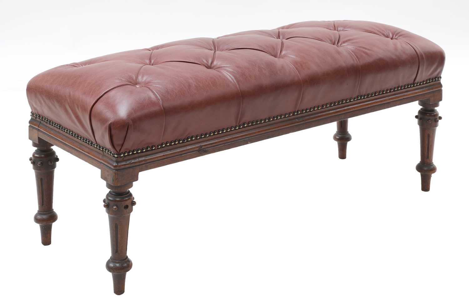 A long buttoned leather upholstered stool, - Image 2 of 6
