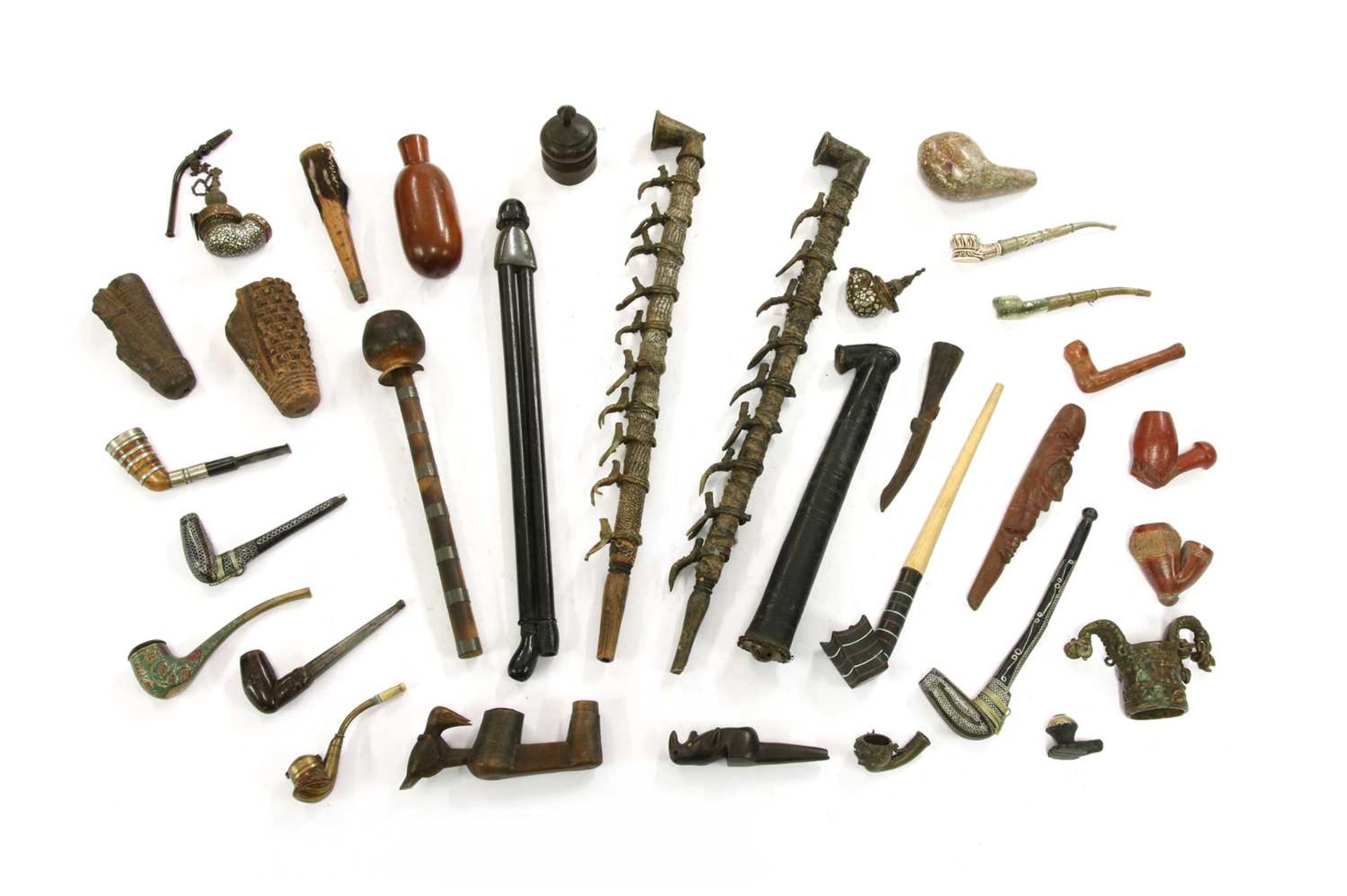 A collection of African pipes,