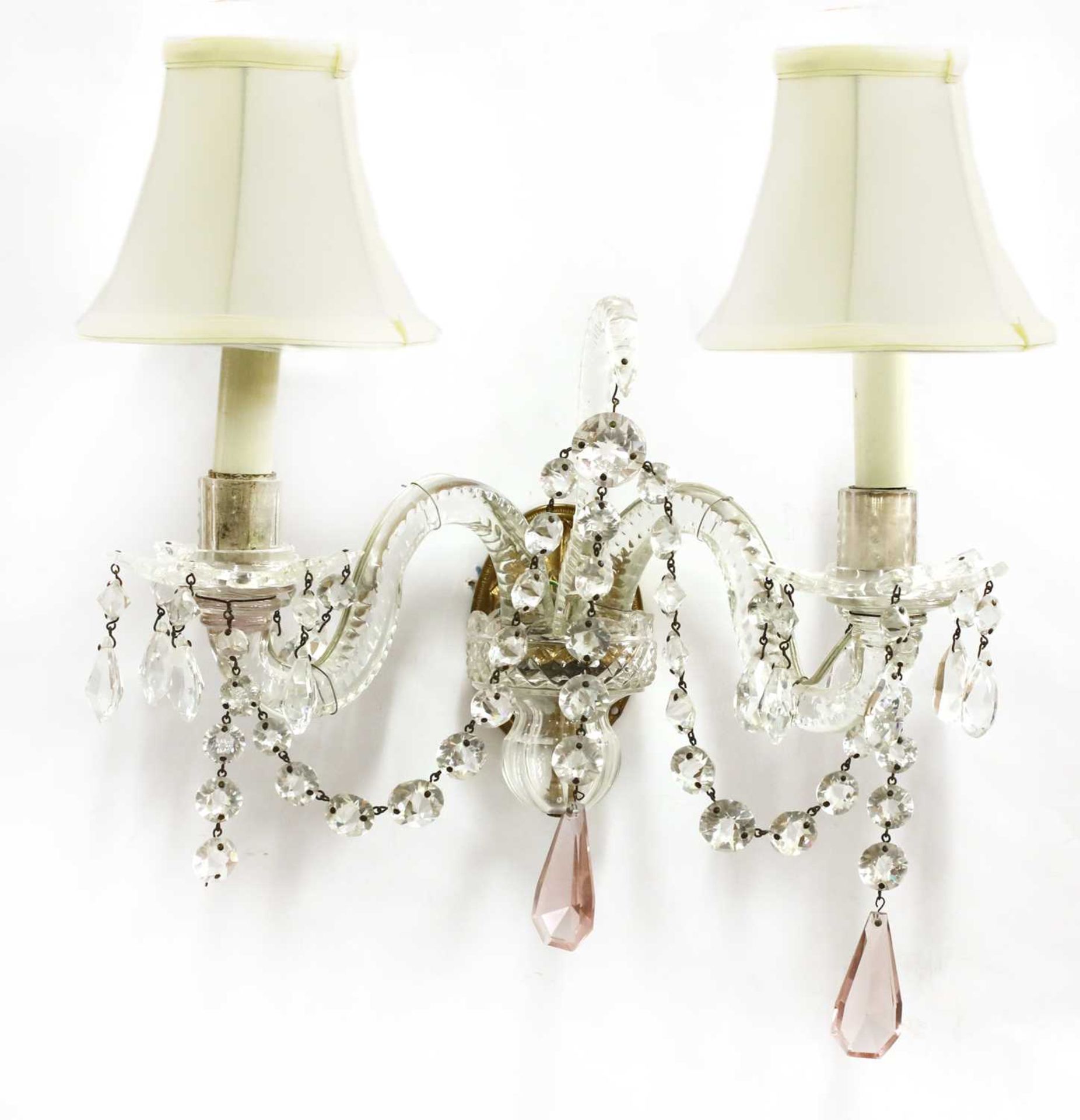 A French five-branch amethyst and cut-glass chandelier, - Image 2 of 5