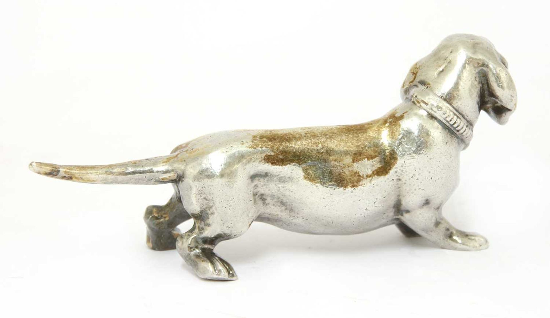 A cast silver figure of a dachshund, - Bild 4 aus 4