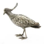 A Continental silver model of a lapwing,