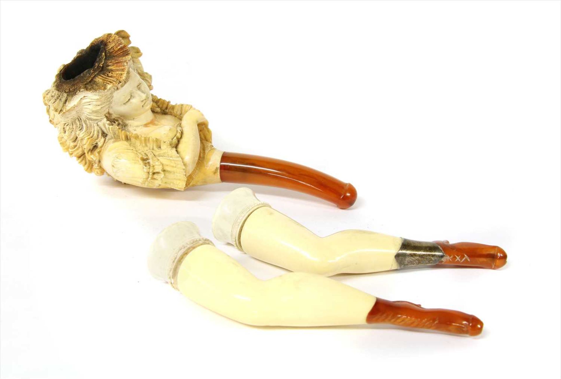 An erotic meerschaum combination cheroot holder and pipe, - Bild 2 aus 2