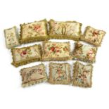 A collection of ten Aubusson cushions,