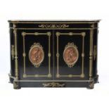 A Napoleon III ebonised side cabinet,