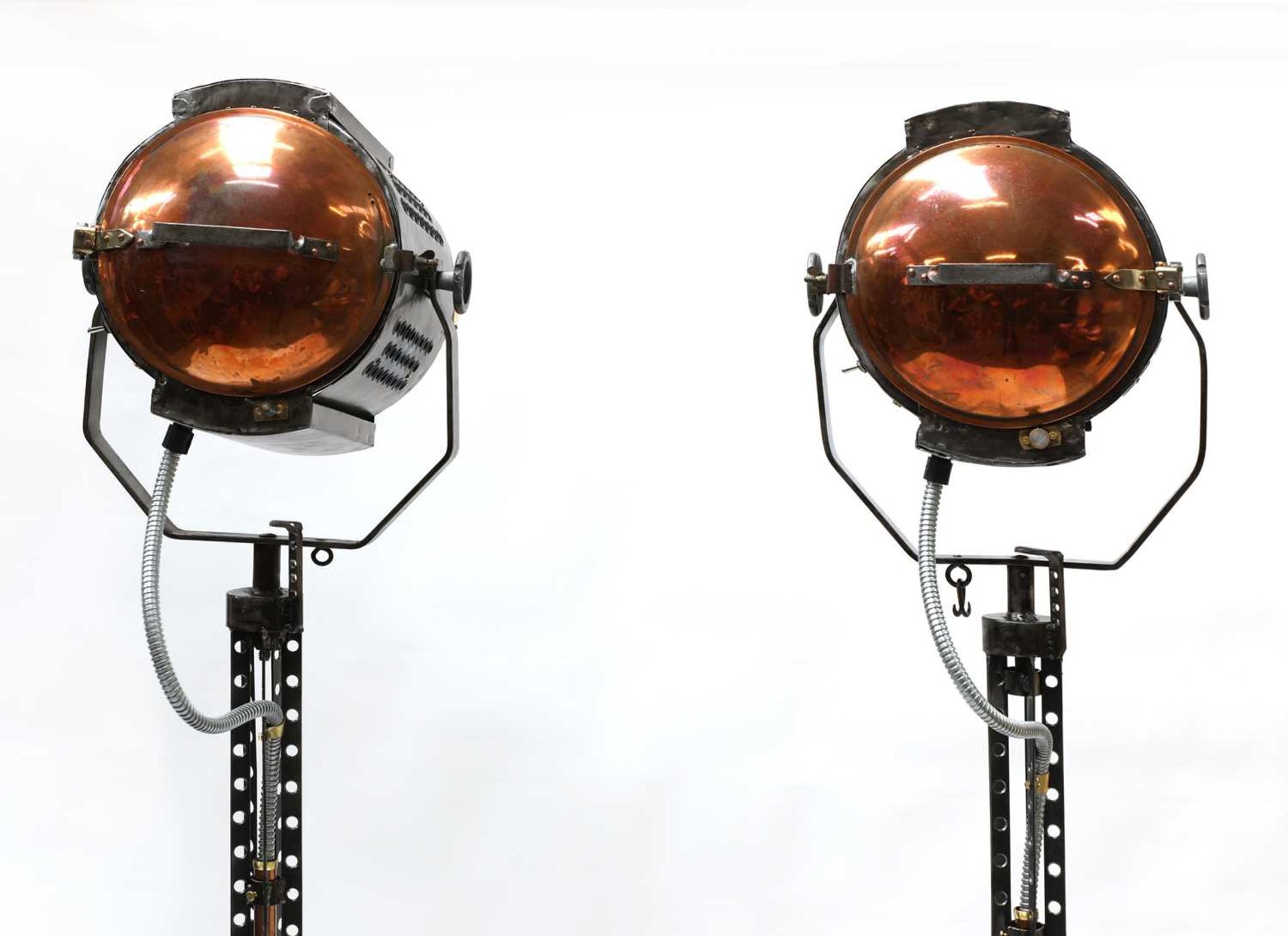 A pair of steel, copper and brass 'Strand' electric stage lights, - Image 3 of 6