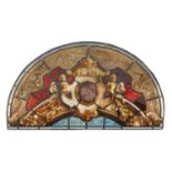 An Irish stained and leaded glass overdoor,