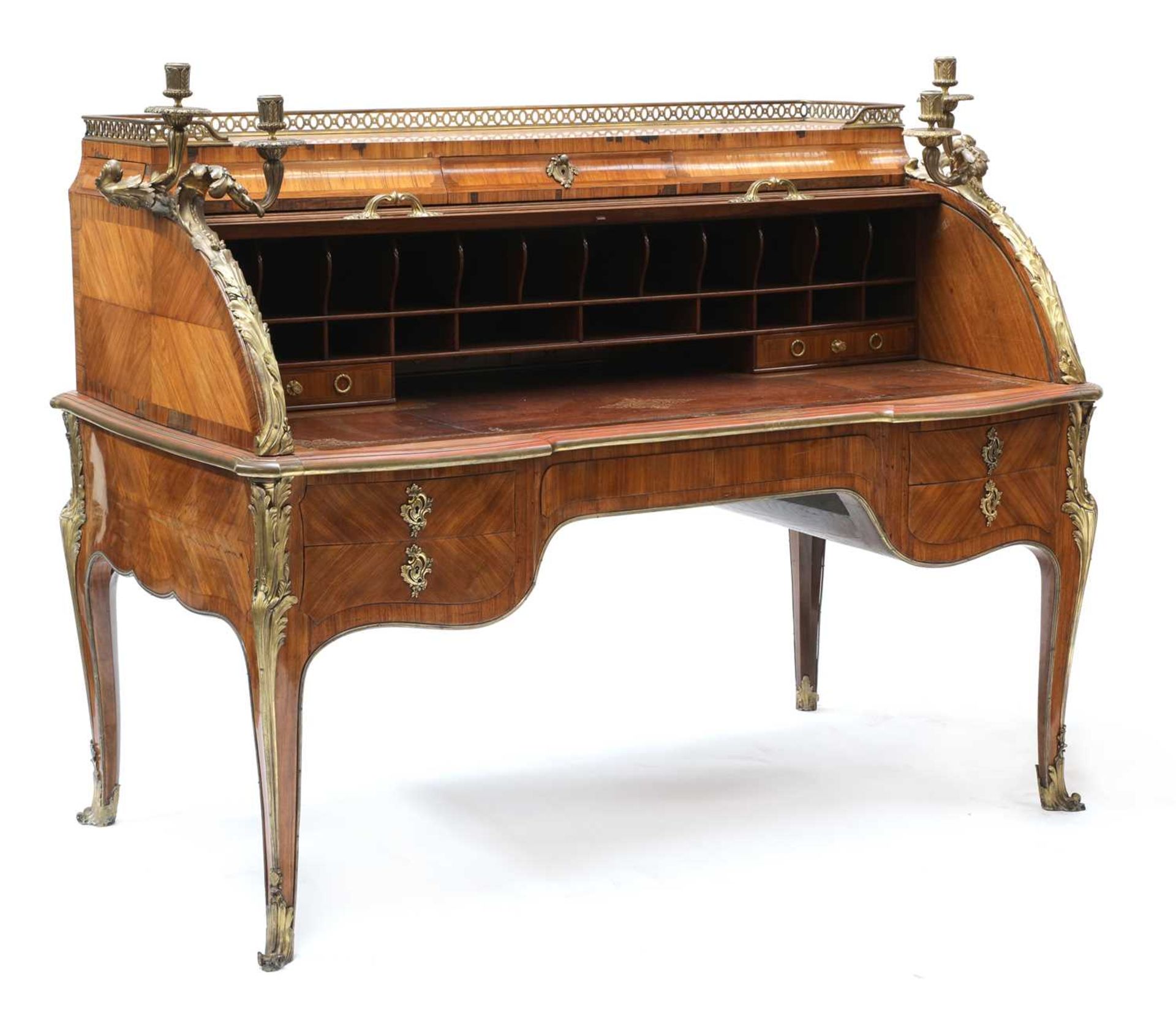 An impressive Louis XV-style kingwood and ormolu-mounted cylinder bureau, - Bild 2 aus 50