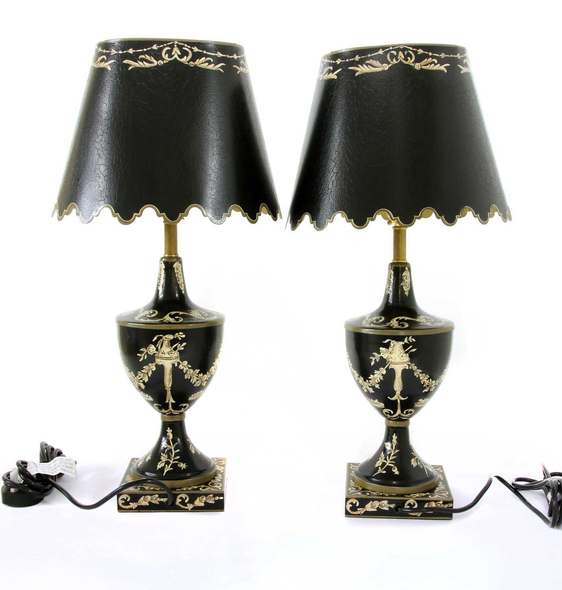 A pair of toleware table lamps, - Image 2 of 2