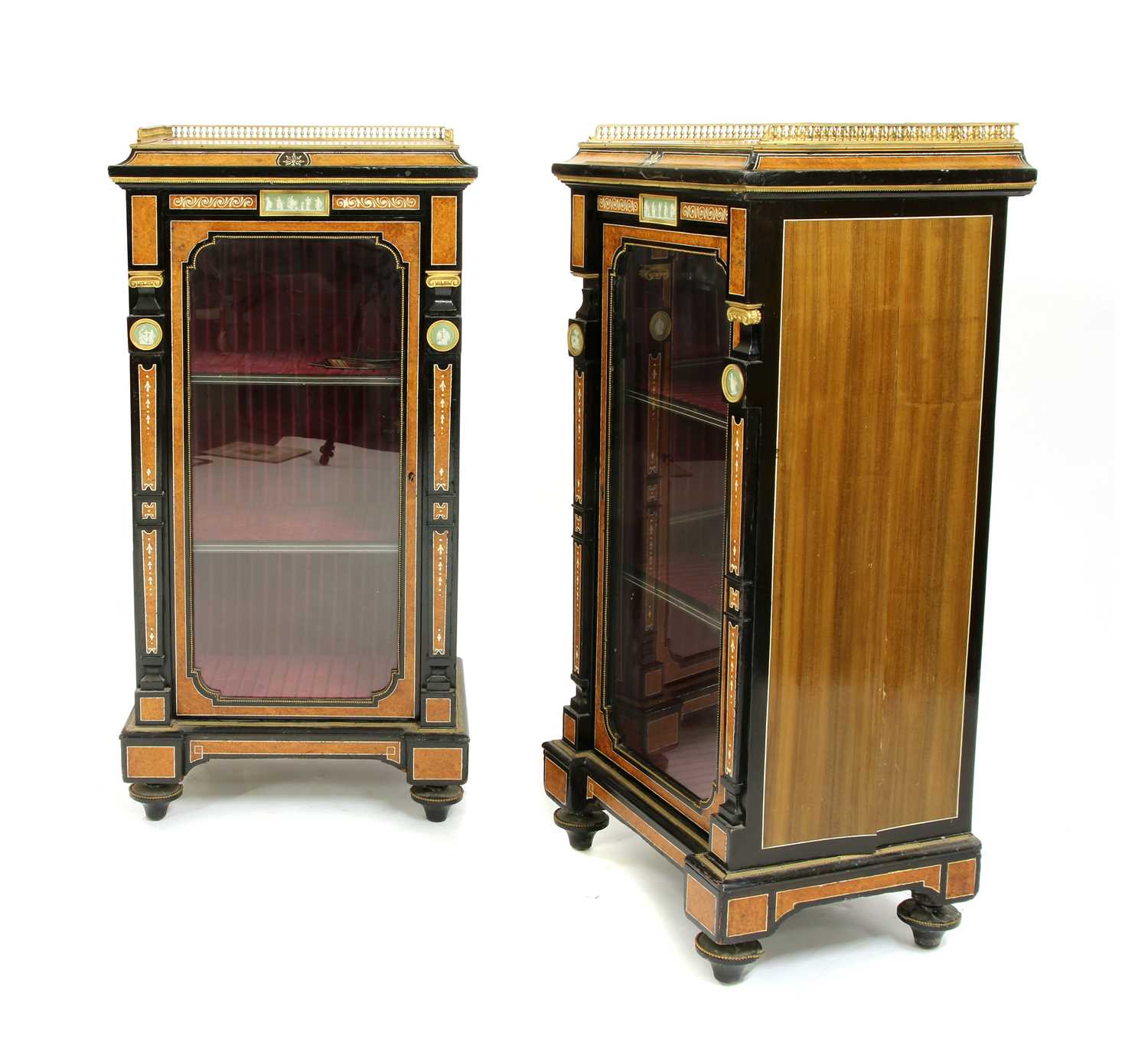 A pair of late Victorian walnut cabinets, - Image 3 of 5
