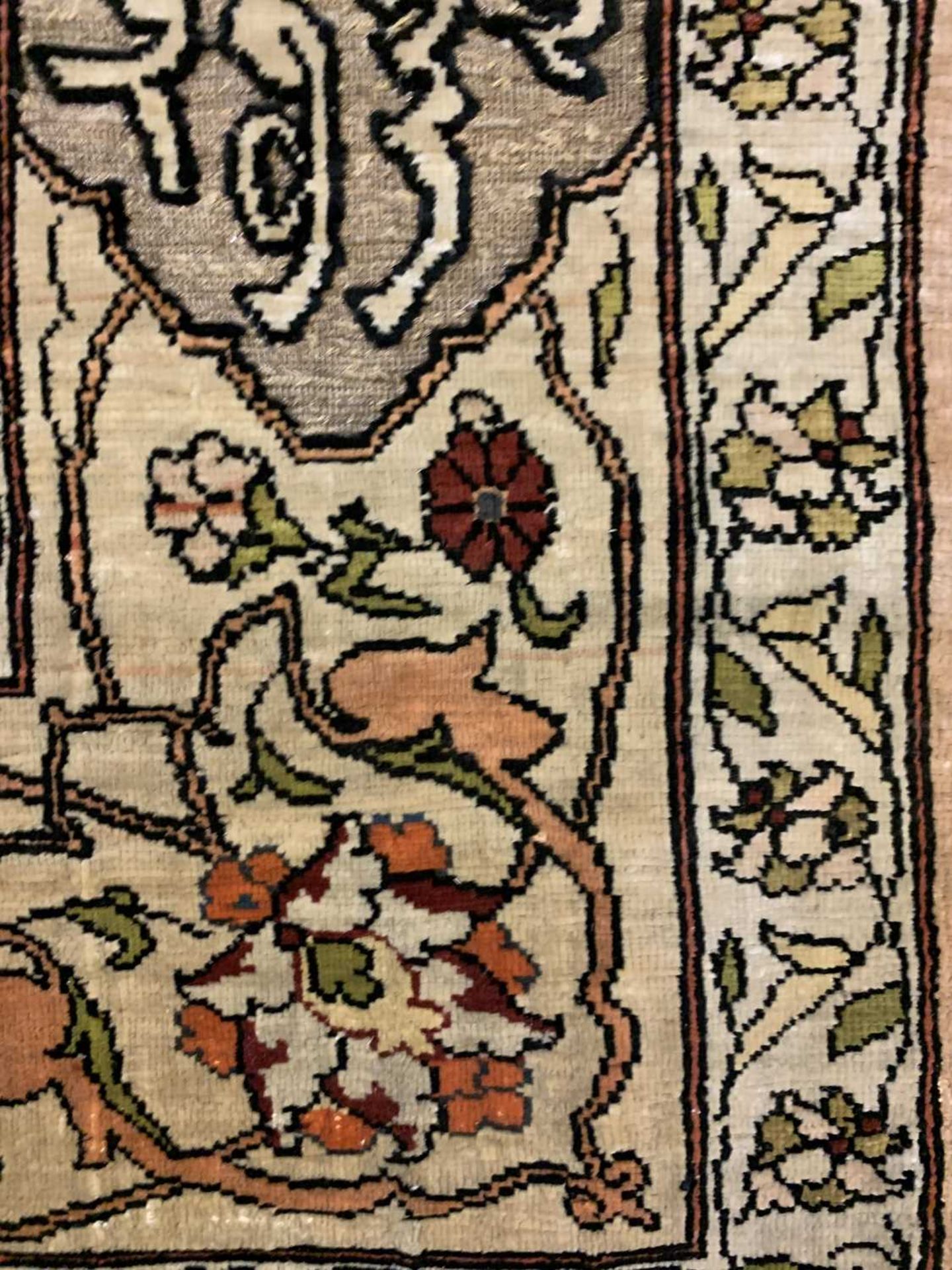 A Turkish silk Hereke rug, - Image 4 of 17
