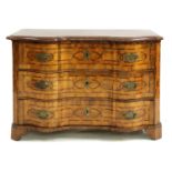 An inlaid walnut commode,