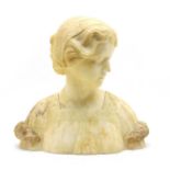 An Art Nouveau alabaster bust of a young lady,
