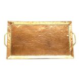 James Pearson, a hammered copper tray with brass handles,